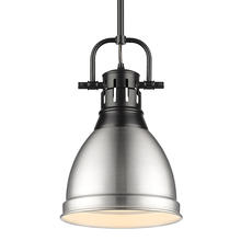  3604-S BLK-PW - Duncan Small Pendant with Rod in Matte Black with Pewter